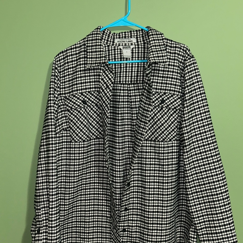 Duluth Trading Co Black and White Flannel Shirt